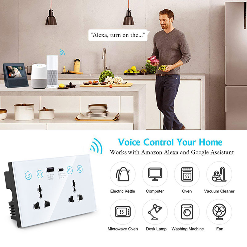 Dual WiFi Smart Wall Plug Socket with USB (RSH-SP214)